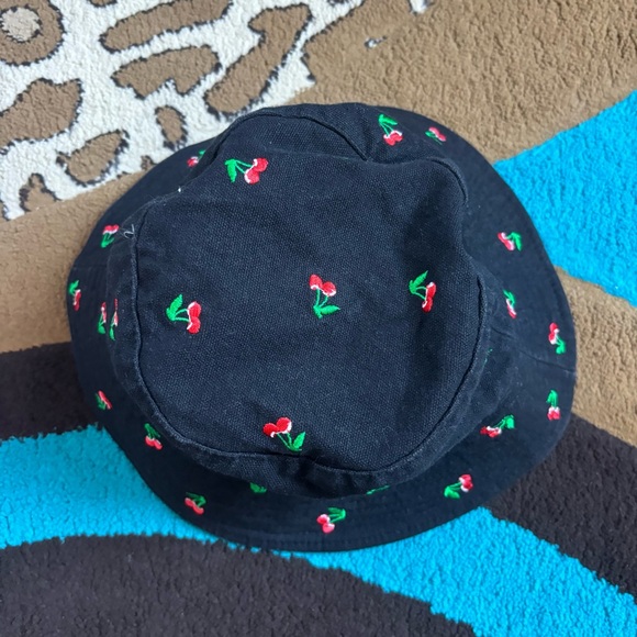 Urban Outfitters Black Bucket Hat with Cherry Design - Picture 2 of 3